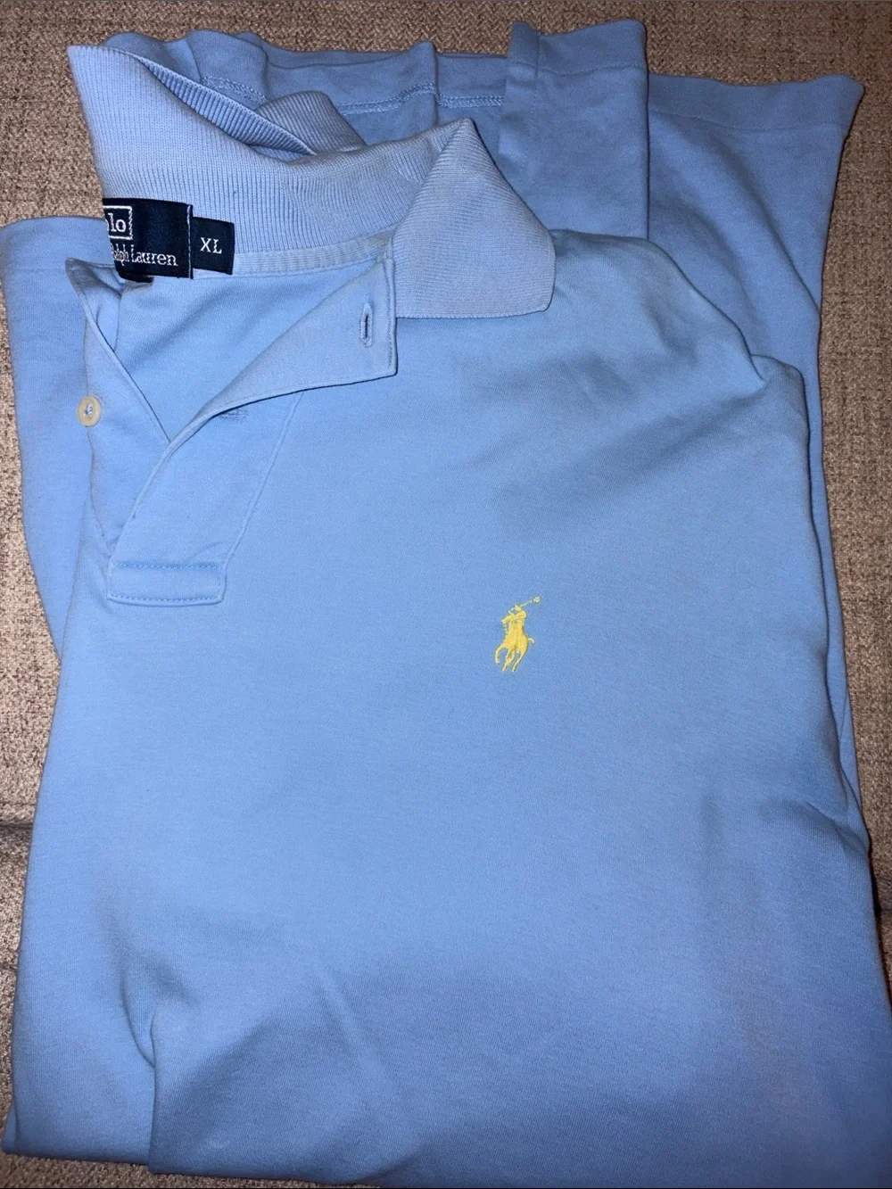 Ralph Lauren Polo Shirt - Light Blue with Yellow Pony - XL